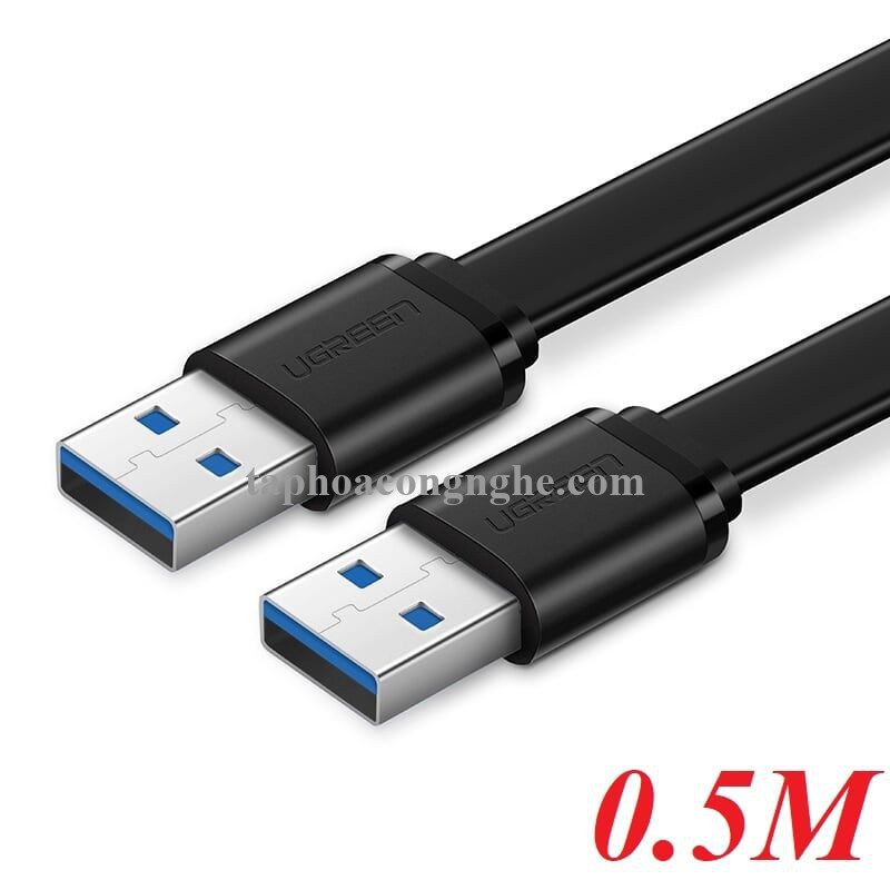 Ugreen 30150 0.5M màu Đen Cáp 2 đầu USB 3.0 dương dáng dẹt cao cấp US128 30030150